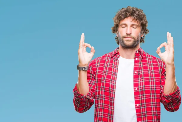 Bonito Homem Modelo Hispânico Sobre Fundo Isolado Relaxar Sorrir Com — Fotografia de Stock