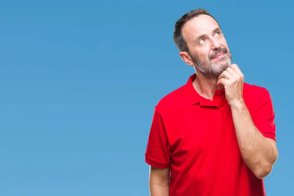 Middle Age Hoary Senior Man Isolated Background Hand Chin Thinking — Stock Photo, Image