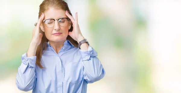 Beautiful Middle Age Mature Business Woman Wearing Glasses Isolated Background — Stock Photo, Image