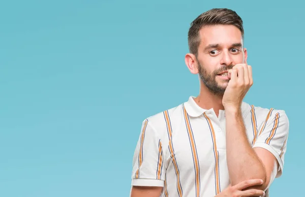 Joven Hombre Guapo Sobre Fondo Aislado Buscando Estresado Nervioso Con —  Fotos de Stock