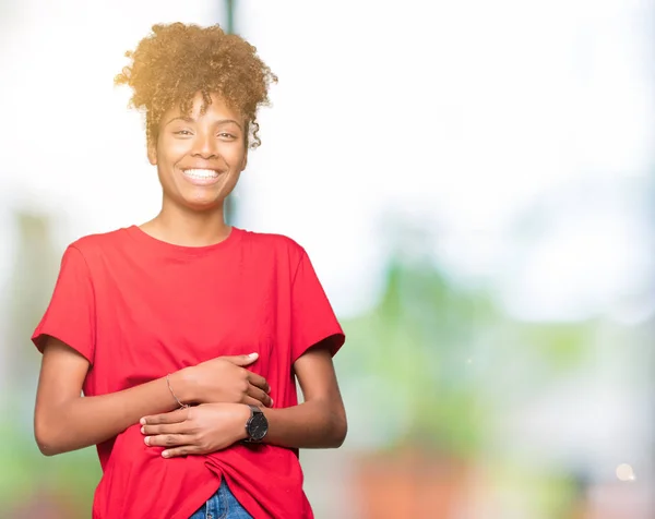 Linda Jovem Afro Americana Sobre Fundo Isolado Sorrindo Rindo Duro — Fotografia de Stock