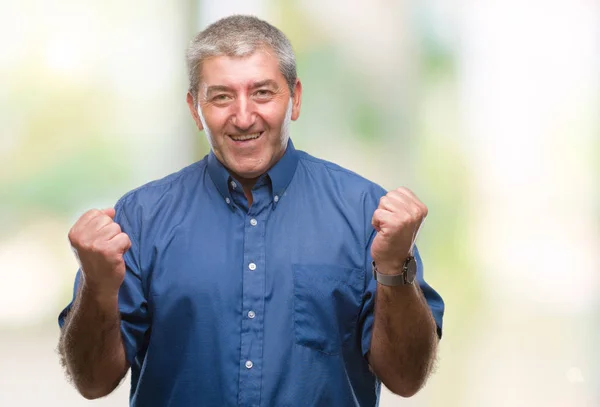 Hombre Mayor Guapo Sobre Fondo Aislado Celebrando Sorprendido Sorprendido Por —  Fotos de Stock