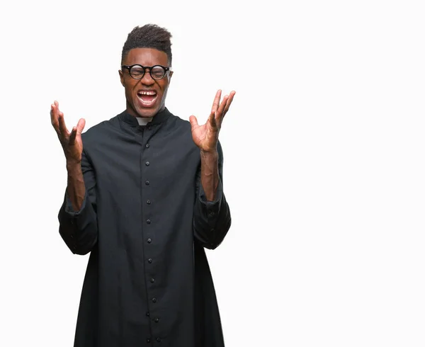 Jovem Padre Afro Americano Sobre Fundo Isolado Celebrando Louco Louco — Fotografia de Stock