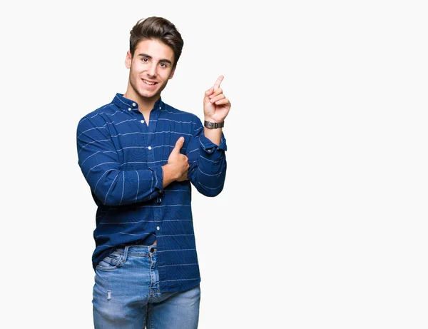 Joven Hombre Guapo Con Camisa Azul Marino Sobre Fondo Aislado —  Fotos de Stock