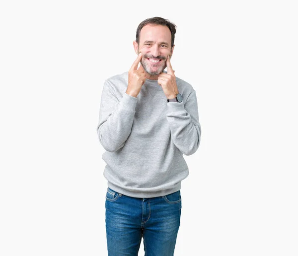 Hombre Mayor Guapo Mediana Edad Con Una Sudadera Sobre Fondo — Foto de Stock