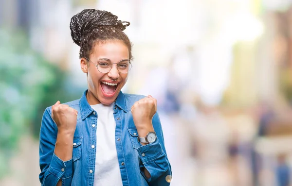 Jeune Fille Afro Américaine Cheveux Tressés Portant Des Lunettes Sur — Photo