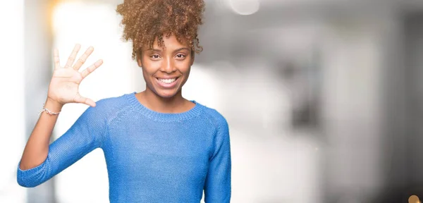 Mooie Jonge Afro Amerikaanse Vrouw Geïsoleerde Achtergrond Weergeven Met Vingers — Stockfoto