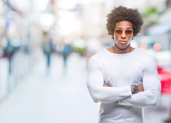 Afro Amerikalı Adam Izole Arka Plan Şüpheci Sinir Onaylamayan Ifade — Stok fotoğraf
