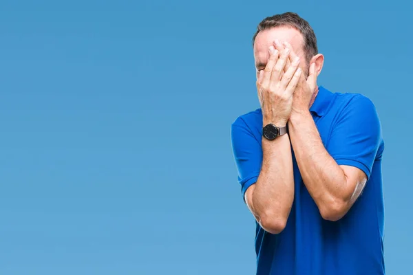 Mezza Età Hoary Anziano Sfondo Isolato Con Triste Espressione Che — Foto Stock