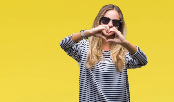 Junge Schöne Blonde Frau Mit Sonnenbrille Über Isoliertem Hintergrund Die — Stockfoto