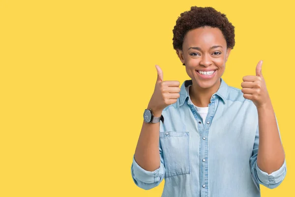 Young Beautiful African American Woman Isolated Background Success Sign Doing — Stock Photo, Image