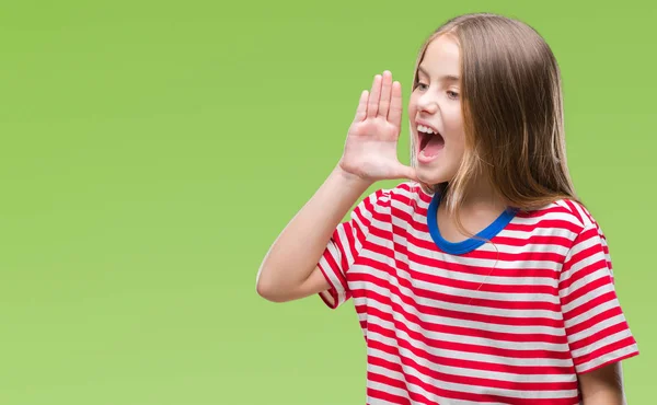 Young Beautiful Girl Isolated Background Shouting Screaming Loud Side Hand — Stock Photo, Image