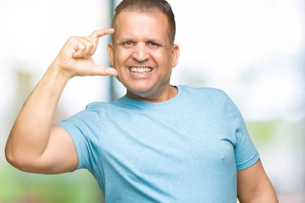 Middle Age Arab Man Wearing Blue Shirt Isolated Background Smiling — Stock Photo, Image