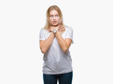 Genç kafkas kadın üzerinde arka plan bağırarak izole ve çünkü boğmak acı kendi ellerimle öldürürüm. Sağlık sorunu. Yaralarından ve intihar kavramı.