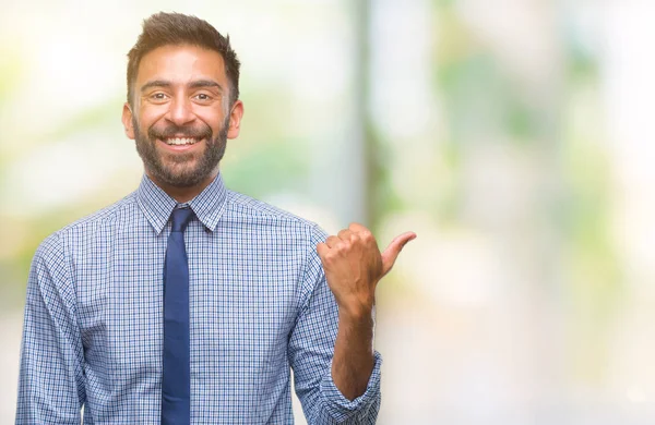 Homem Negócios Hispânico Adulto Sobre Fundo Isolado Sorrindo Com Rosto — Fotografia de Stock