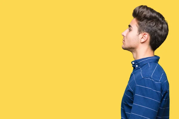 Joven Hombre Guapo Con Camisa Azul Marino Sobre Fondo Aislado — Foto de Stock