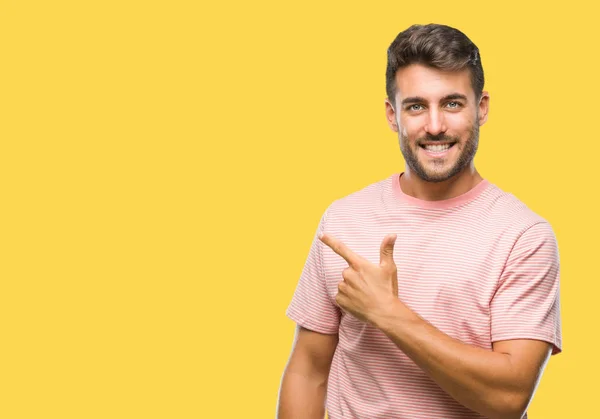 Jovem Homem Bonito Sobre Fundo Isolado Alegre Com Sorriso Rosto — Fotografia de Stock