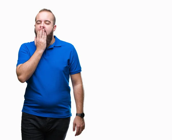 Young Caucasian Hipster Man Wearing Blue Shirt Isolated Background Bored — Stock Photo, Image