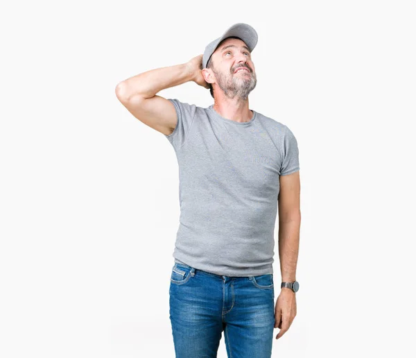 Guapo Mediana Edad Hoary Hombre Mayor Con Gorra Deportiva Sobre —  Fotos de Stock