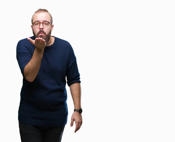 Jeune Homme Hipster Caucasien Portant Des Lunettes Soleil Sur Fond — Photo