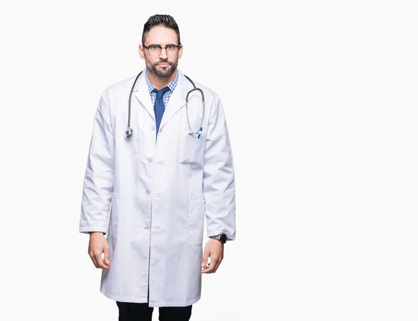 Handsome Young Doctor Man Isolated Background Skeptic Nervous Frowning Upset — Stock Photo, Image