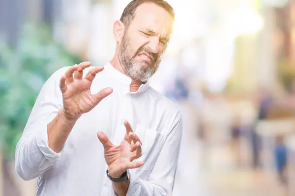 Hoary Senior Man Van Middelbare Leeftijd Geïsoleerde Achtergrond Walgen Expressie — Stockfoto