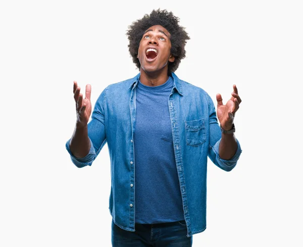 Afro Amerikaanse Man Geïsoleerde Achtergrond Gekke Gekke Schreeuwen Schreeuwen Met — Stockfoto