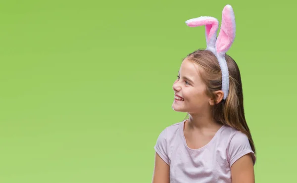 Mooi Meisje Easter Bunny Oren Dragen Geïsoleerd Achtergrond Zoek Weg — Stockfoto