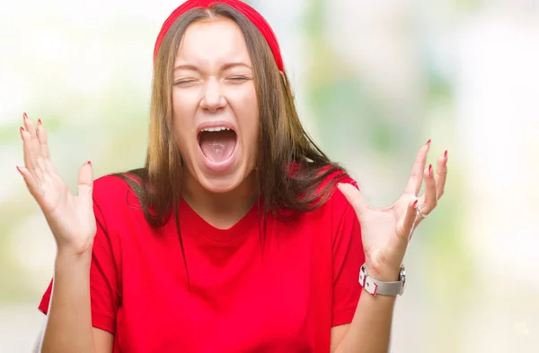 Giovane Donna Caucasica Bella Sfondo Isolato Che Celebra Pazzo Pazzo — Foto Stock