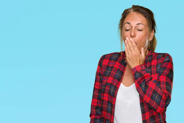 Mujer Adulta Mediana Edad Con Chaqueta Casual Sobre Fondo Aislado — Foto de Stock