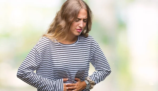 Bella Giovane Donna Bionda Che Indossa Maglione Righe Sfondo Isolato — Foto Stock