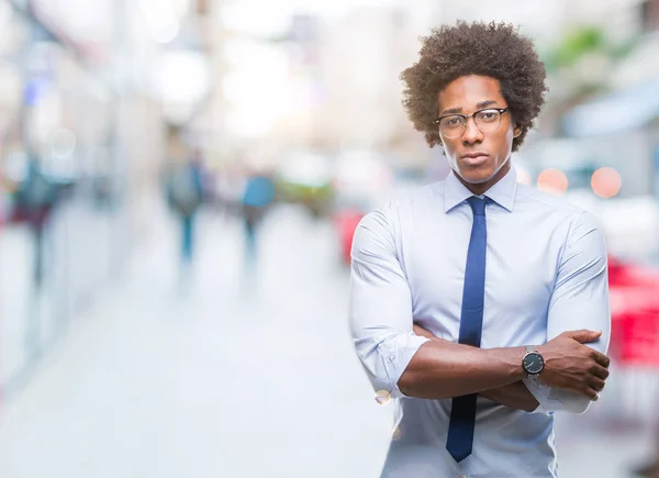 Afro American Business Man Wearing Glasses Isolated Background Skeptic Nervous — Stock Photo, Image