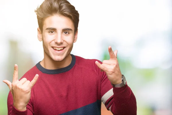 Jovem Homem Bonito Sobre Fundo Isolado Gritando Com Expressão Louca — Fotografia de Stock