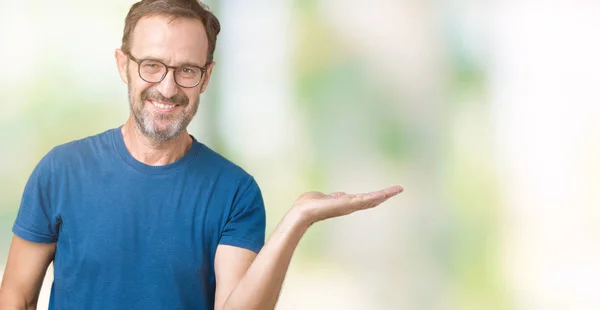 Handsome Middle Age Hoary Senior Man Wearin Glasses Isolated Background — Stock Photo, Image