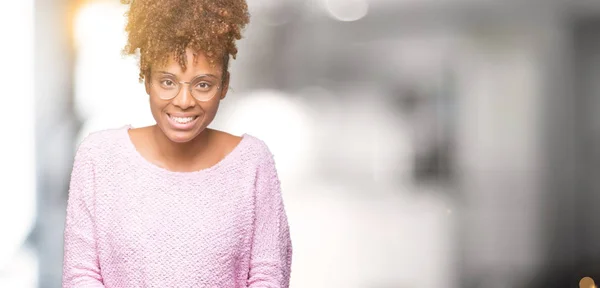 Mooie Jonge African American Vrouw Dragen Bril Geïsoleerde Achtergrond Smiling — Stockfoto