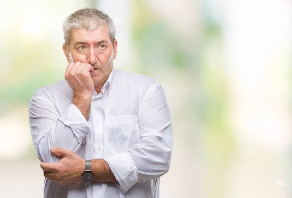 Bell Uomo Anziano Sfondo Isolato Che Sembra Stressato Nervoso Con — Foto Stock