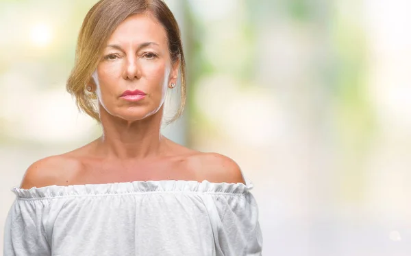 Middle Age Senior Hispanic Woman Isolated Background Serious Expression Face — Stock Photo, Image