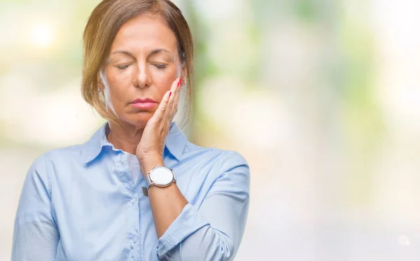 Ältere Hispanische Frau Mittleren Alters Mit Isoliertem Hintergrund Die Müde — Stockfoto