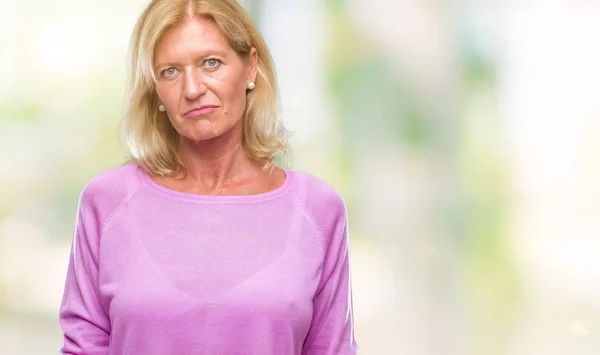 Middle Age Blonde Woman Isolated Background Depressed Worry Distress Crying — Stock Photo, Image