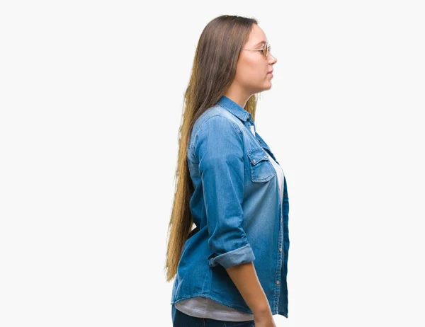 Joven Hermosa Mujer Caucásica Con Gafas Sol Sobre Fondo Aislado —  Fotos de Stock