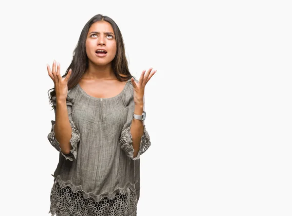 Young Beautiful Arab Woman Isolated Background Crazy Mad Shouting Yelling — Stock Photo, Image