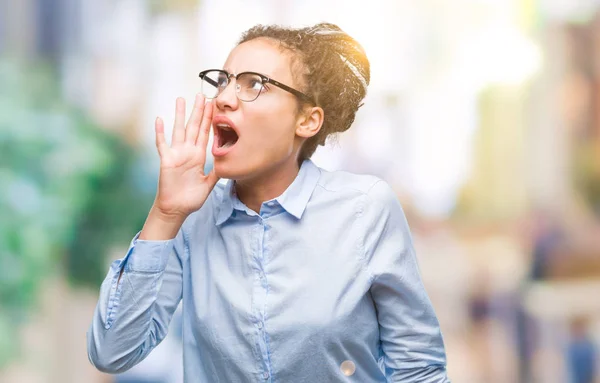 Junge Geflochtene Haare Afrikanisch Amerikanische Business Girl Mit Brille Über — Stockfoto