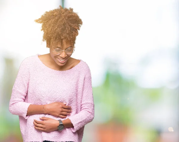 Bella Giovane Donna Afroamericana Con Gli Occhiali Sfondo Isolato Sorridente — Foto Stock