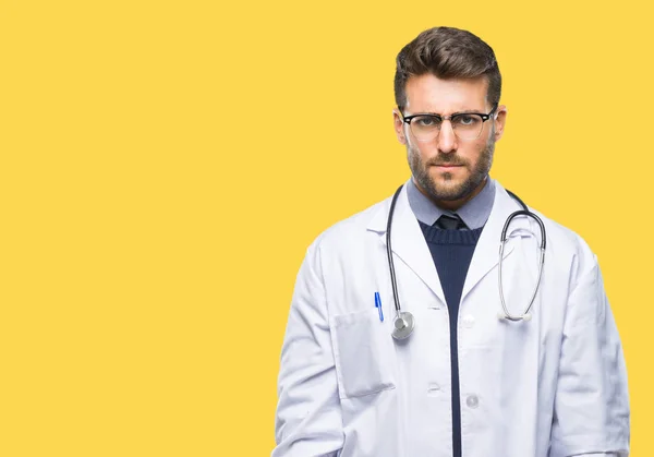 Young Handsome Doctor Man Isolated Background Skeptic Nervous Frowning Upset — Stock Photo, Image