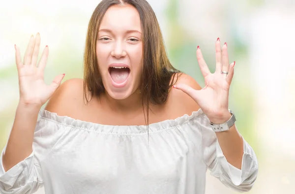 Joven Mujer Hermosa Caucásica Sobre Fondo Aislado Celebrando Loco Sorprendido —  Fotos de Stock