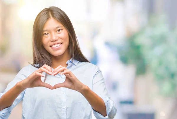 Junge Asiatische Geschäftsfrau Mit Isoliertem Hintergrund Die Verliebt Lächelt Und — Stockfoto