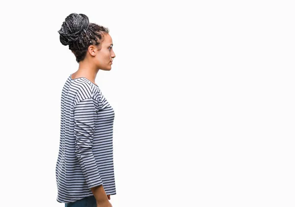 Giovane Capelli Intrecciati Ragazza Afro Americana Indossa Maglione Sfondo Isolato — Foto Stock