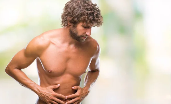 Bonito Homem Modelo Hispânico Sexy Sem Camisa Sobre Fundo Isolado — Fotografia de Stock