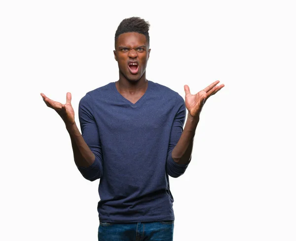 Fiatal Afroamerikai Férfi Elszigetelt Háttér Őrült Őrült Kiabálás Ordítás Agresszív — Stock Fotó