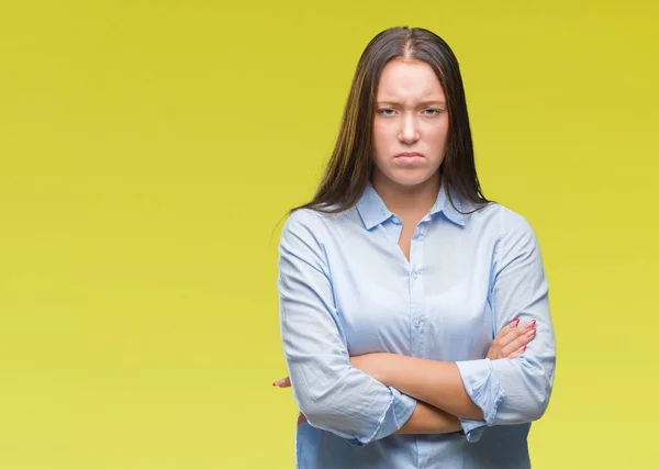 Mujer Hermosa Caucásica Joven Sobre Fondo Aislado Escéptico Nervioso Desaprobando — Foto de Stock